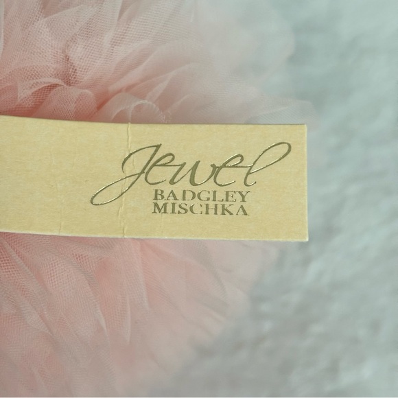 BADGLEY MISCHKA Jazzie Blush Tulle Layered Ruffle Pouch Clutch - Picture 11 of 13